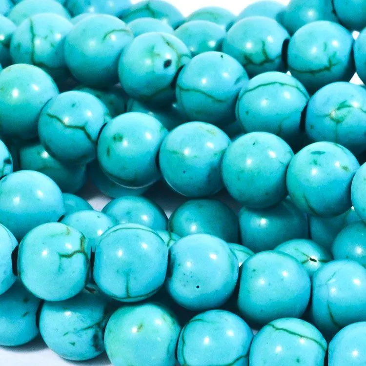 8mm Turquoise Howlite Round with 2.5mm Hole (aprox26)