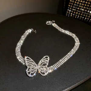 Butterfly Crystal Choker Shine Rhinestone Necklace