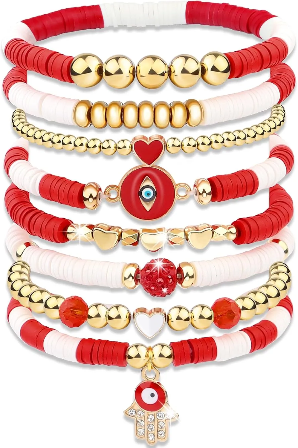 cagulax Evil Eye Bracelets Decor-Evil Eye Bracelets For Women Bulk-Stretch Bracel Friendship Charms Couple Birthday Gifts