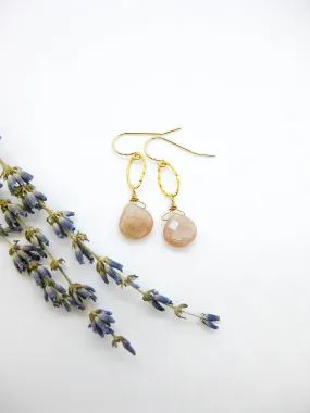 Chrysanthe: Peach Moonstone Earrings - e680