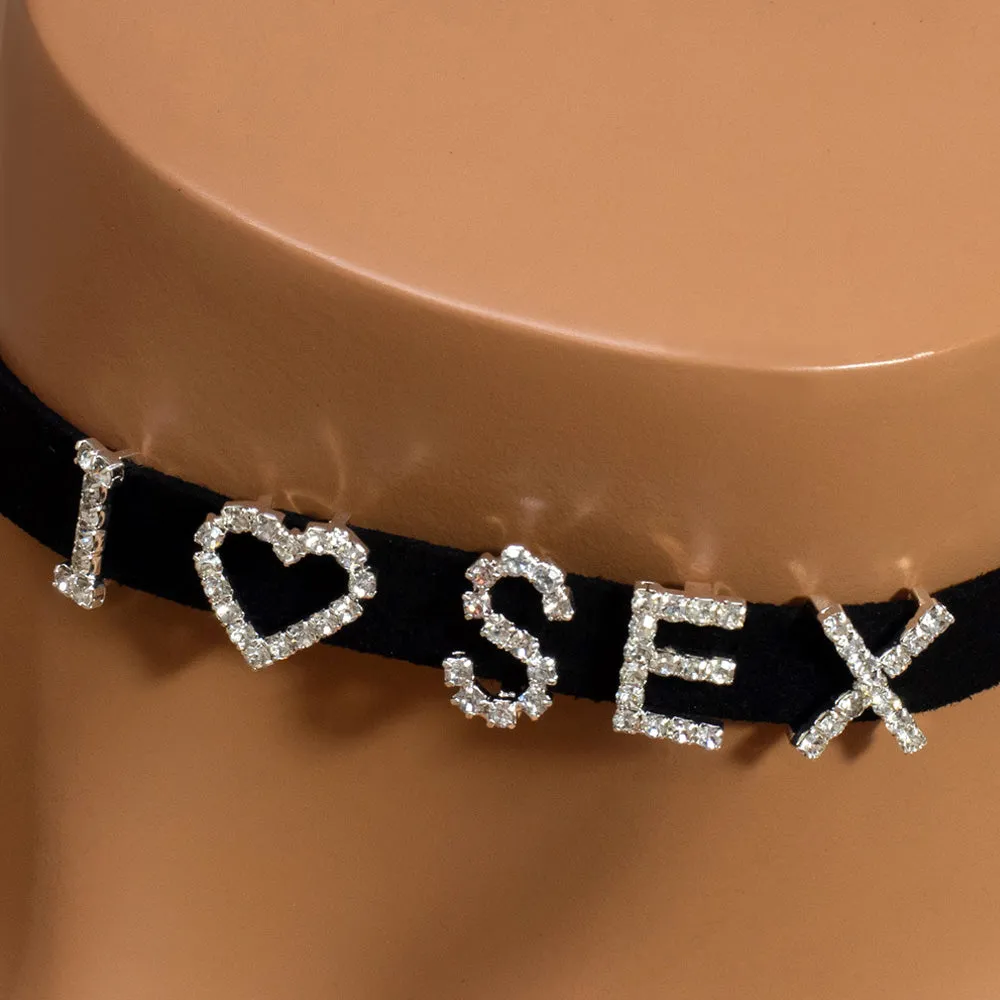 Crystal Avenue Diamante I Heart Sex Choker