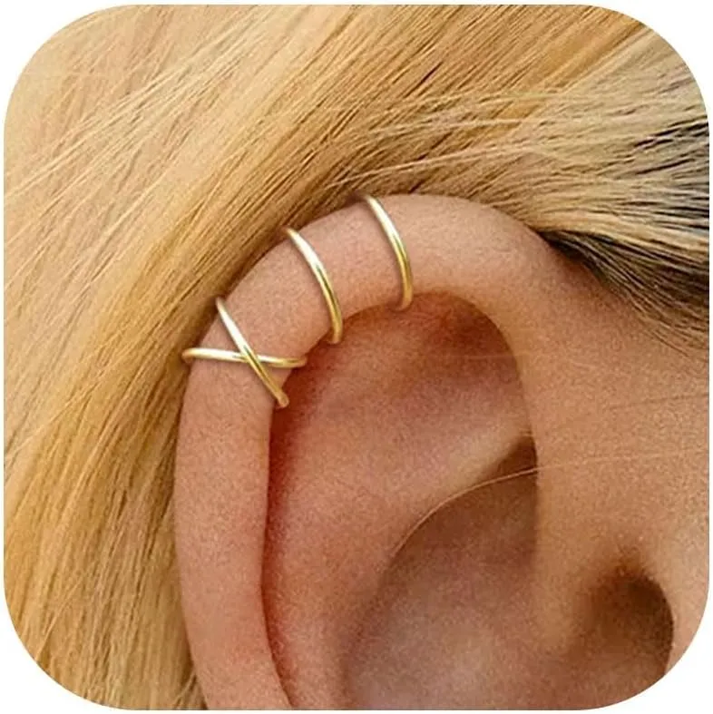 Ear Cuff Earrings for Women Gifts Trendy Stuff Chunky Ear Cuffs Non Piercing Clip On Huggie Hoop Earrings Cartilage Helix Earring Set Jewelry Gifts