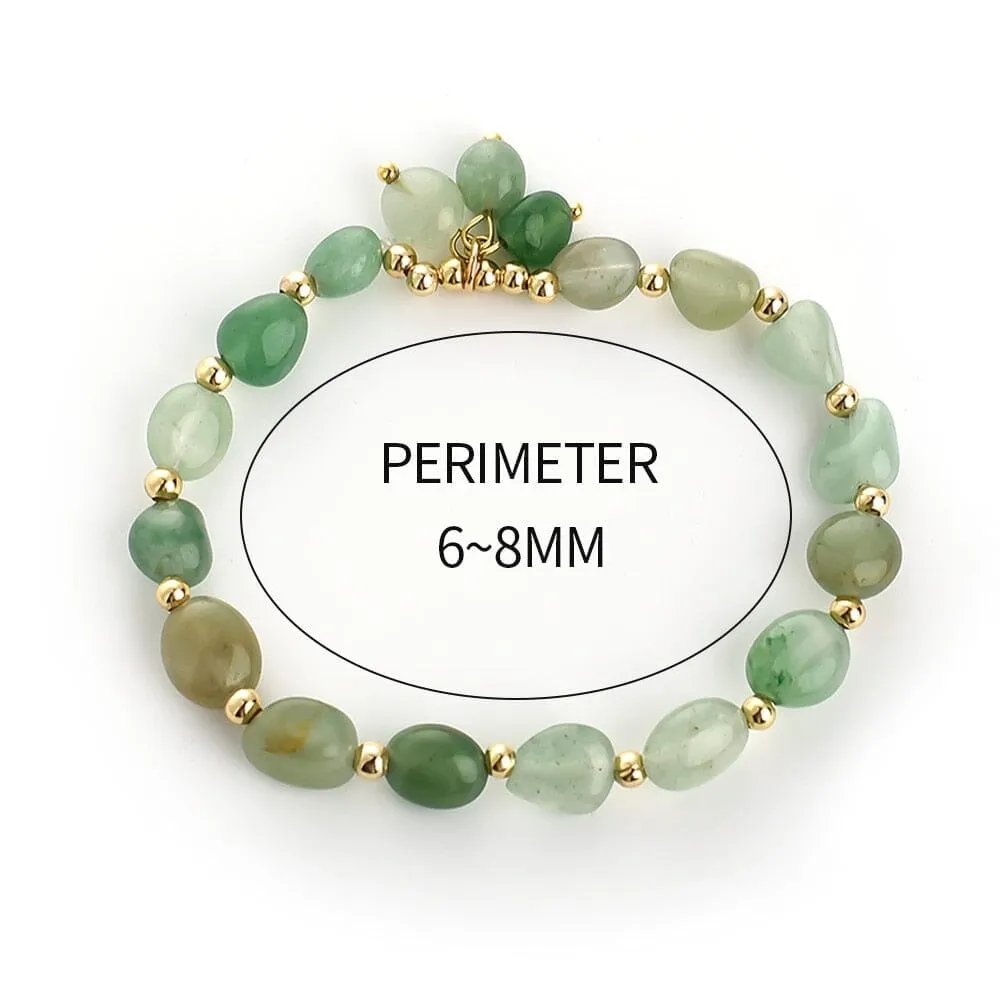 Green Aventurine Stone Oval Beads Charm Stretchy Bracelet