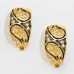 iLLASPARKZ Crystal Accented Half Hoop Clip on Earrings