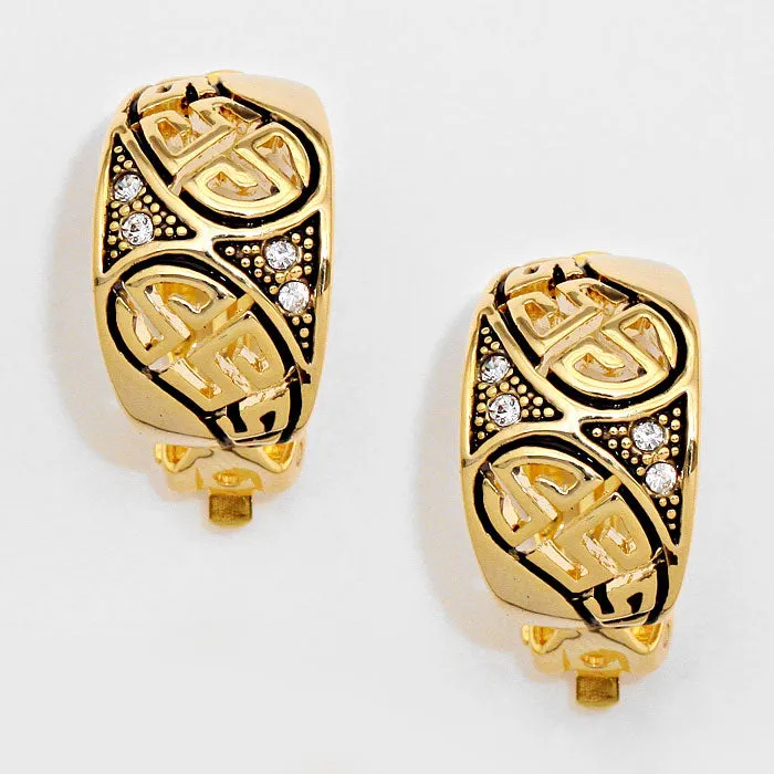 iLLASPARKZ Crystal Accented Half Hoop Clip on Earrings