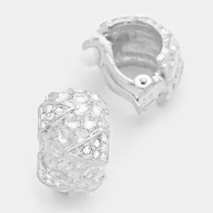 iLLASPARKZ Crystal detail textured metal half hoop clip on earrings