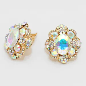 iLLASPARKZ Crystal Flower Clip-On Earrings