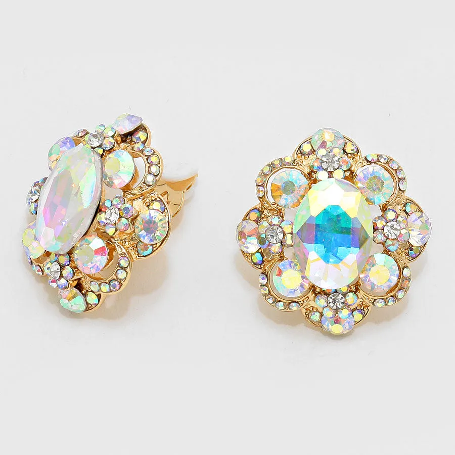iLLASPARKZ Crystal Flower Clip-On Earrings
