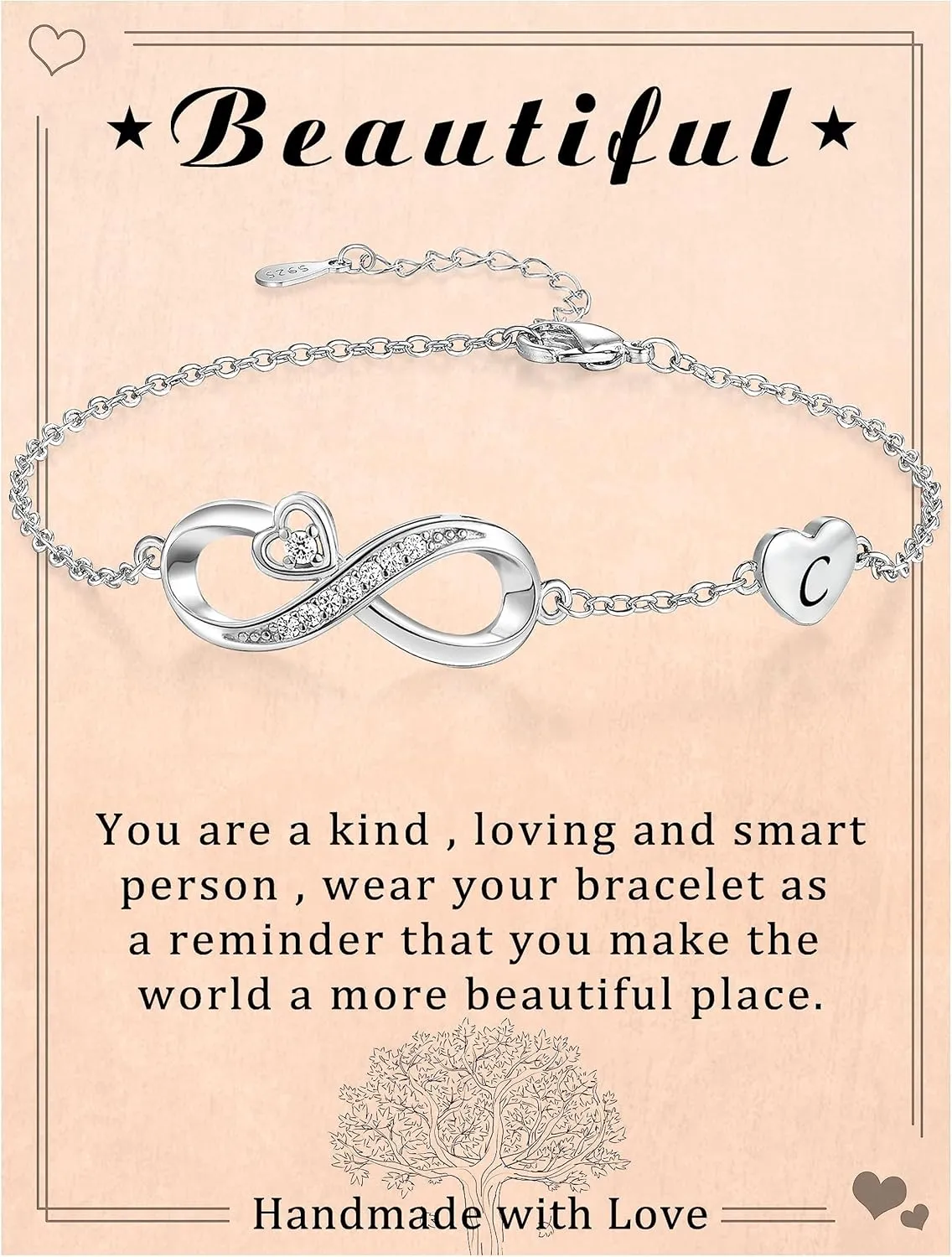 Initial Bracelet for Women Teen Girls Valentines Day Gifts for Her Wife Girlfriend Infinity Bracelet Letter A-Z Heart Bracelets Birthday Anniversary I Love You Graduation Gifts for Her Girlfriend Christmas Jewelry