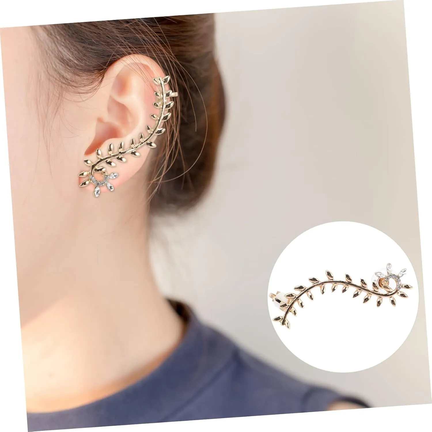 Leaf Design Ear for Women Single Side Earring Cuff Stylish Ear Wraps Fashion Accessory for Various