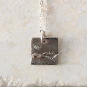 NS11 - Sterling Silver Mountain w Aquamarine Star