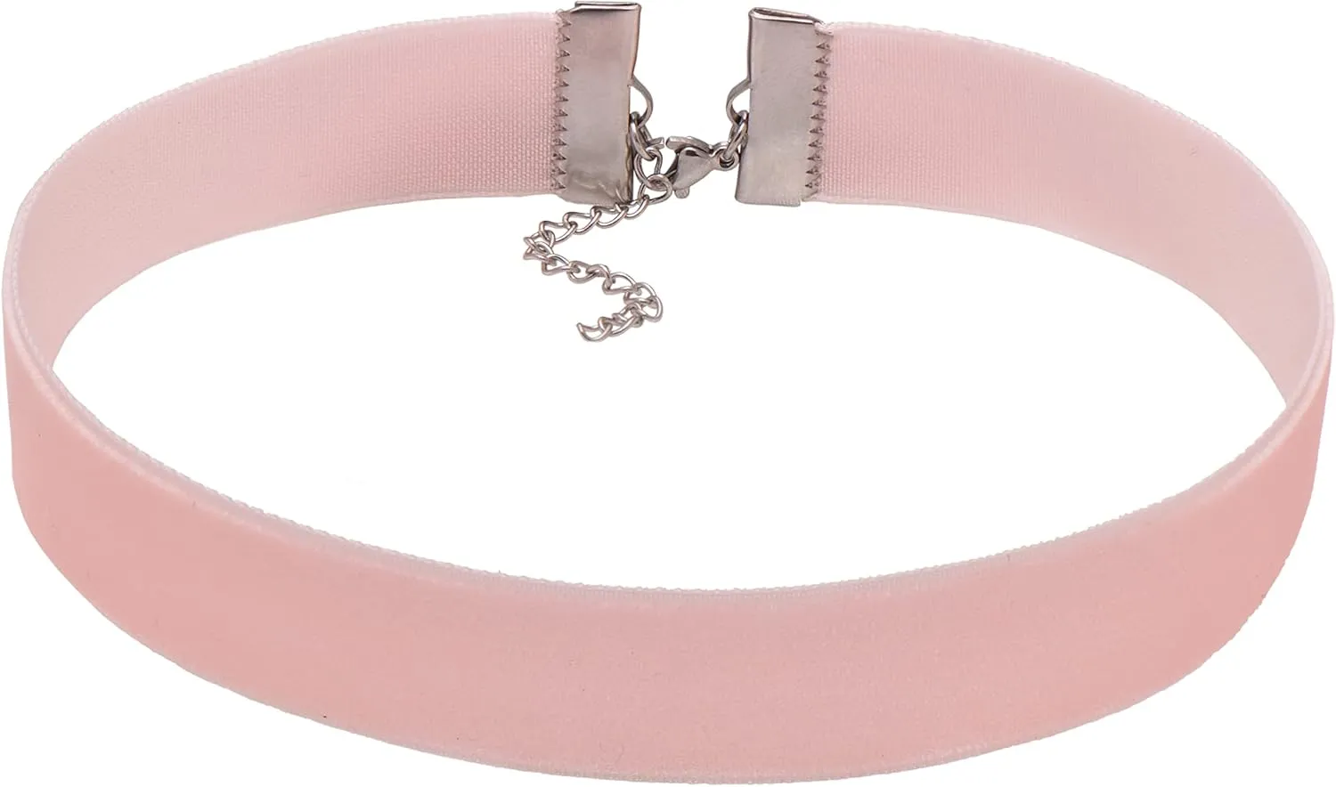 Paialco 3/4" Pale Pink Velvet Ribbon Gothic Choker Necklace 12-15 Inches, Basic Plain Belt