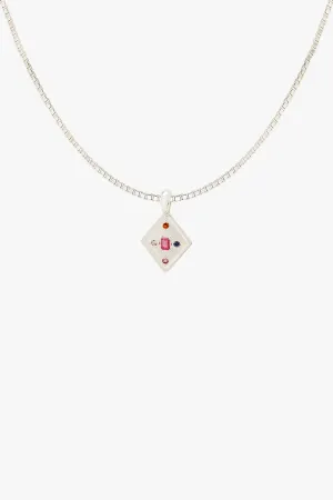 Radiant Stone Necklace Silver