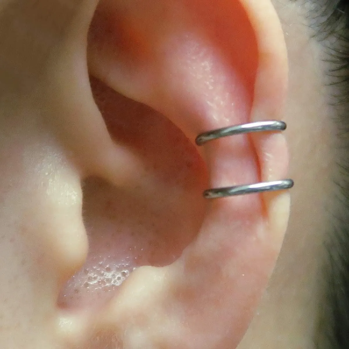 Steelmeup Stainless Steel 2-Hoop Non Piercing Ear Cuff Conch Earrings For Women 8mm