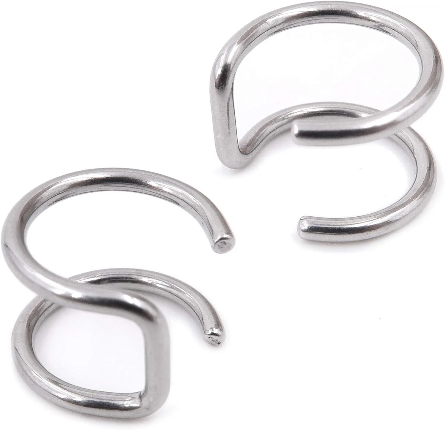 Steelmeup Stainless Steel 2-Hoop Non Piercing Ear Cuff Conch Earrings For Women 8mm