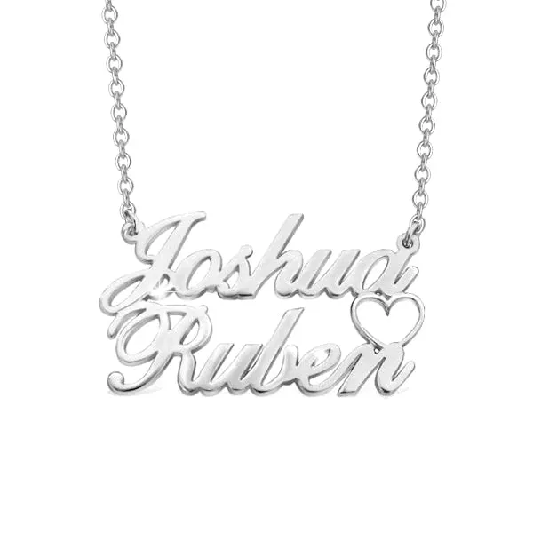 Test-Copy of 10K/14K Gold Personalized Double Names Necklace with A Cut Out Heart Adjustable 16”-20”