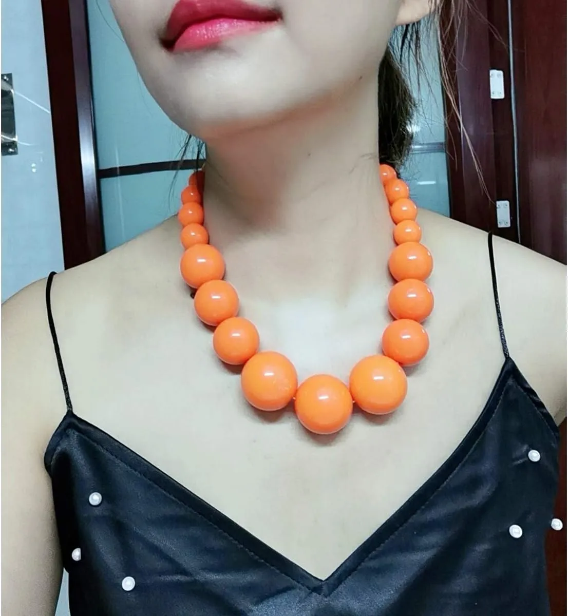 utop JNF Hand made Pearl Statement Necklace for Women Rhinestone Multilayer Crystal Necklaces Chunky Pearl Necklace Large Pearl Necklace and Earrings Set for Mother Mom's gift