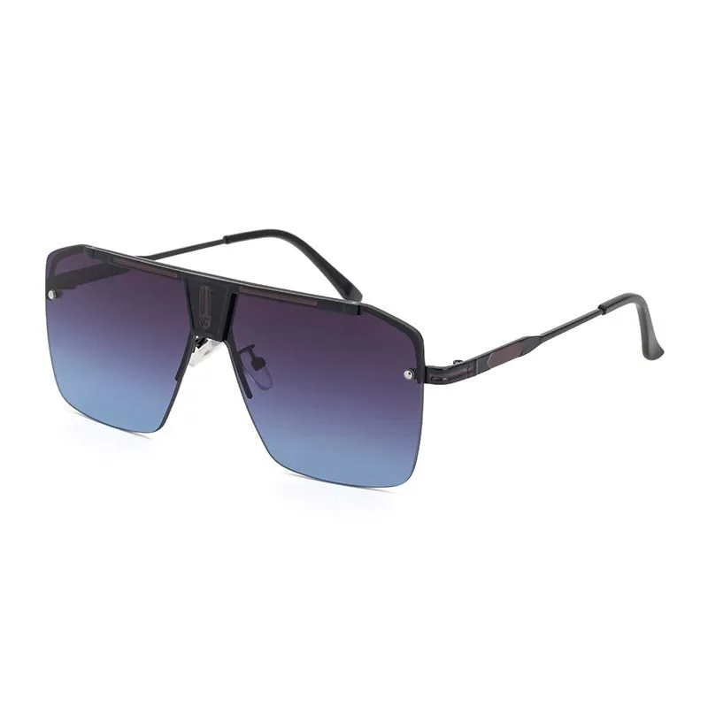 West Louis Square Rimless Brand Design Big Frame Flat Top Sunglasses