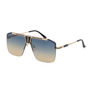 West Louis Square Rimless Brand Design Big Frame Flat Top Sunglasses