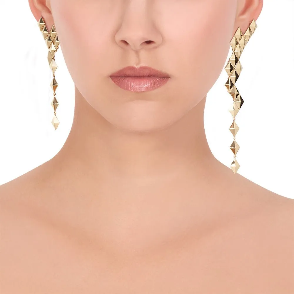 Yellow Gold Python Asymmetrical Drop Earrings