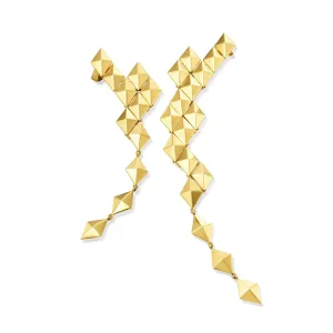 Yellow Gold Python Asymmetrical Drop Earrings